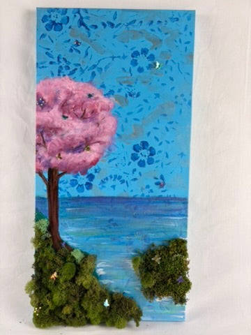 Cherry Blossom Diptych – Original Mixed Media Canvas Painting