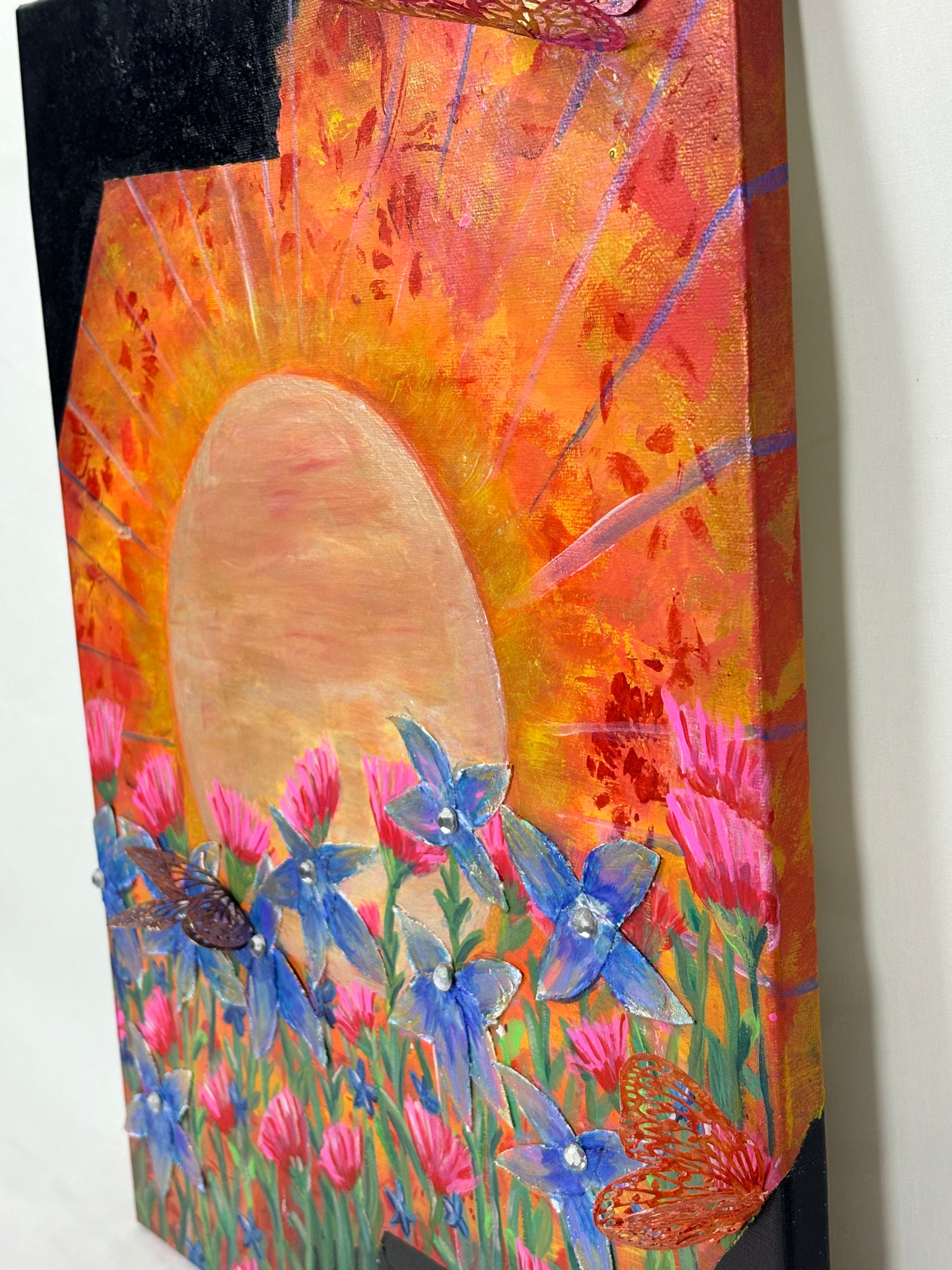 Sunset Wildflower Garden Canvas