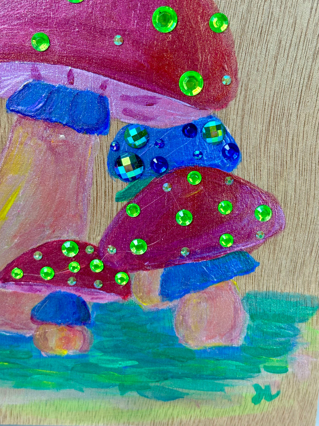 Enchanted Mushroom Wooden Canvas Painting