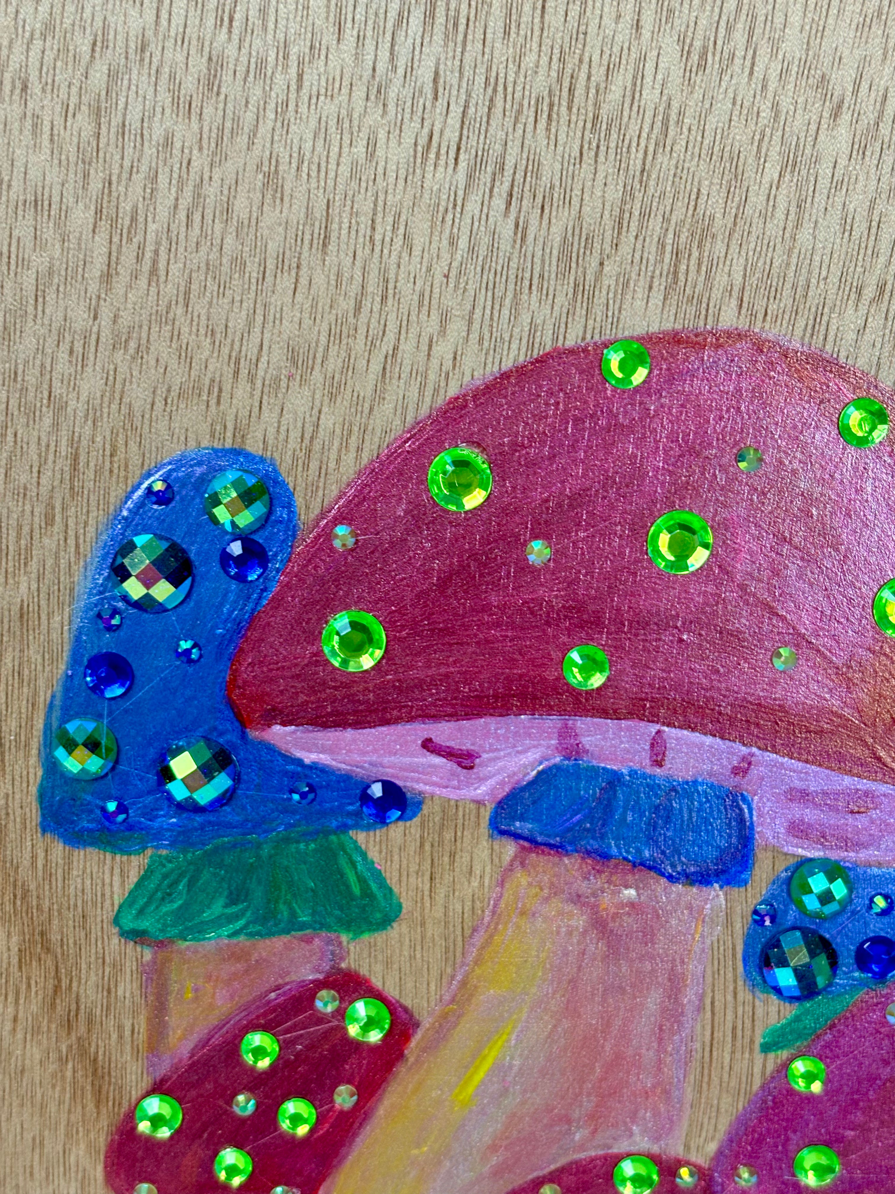 Enchanted Mushroom Wooden Canvas Painting