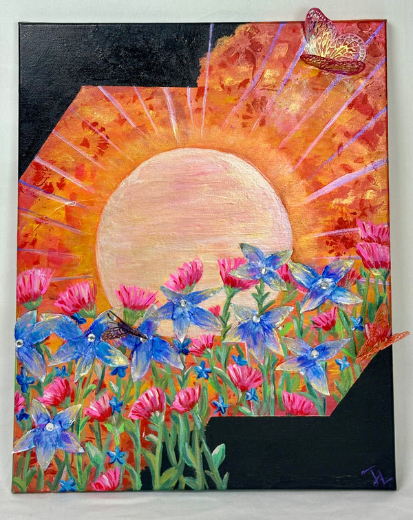 Sunset Wildflower Garden Canvas 24x18